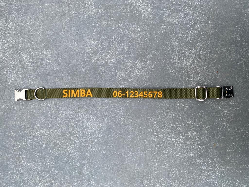 Halsband met naam leger groen