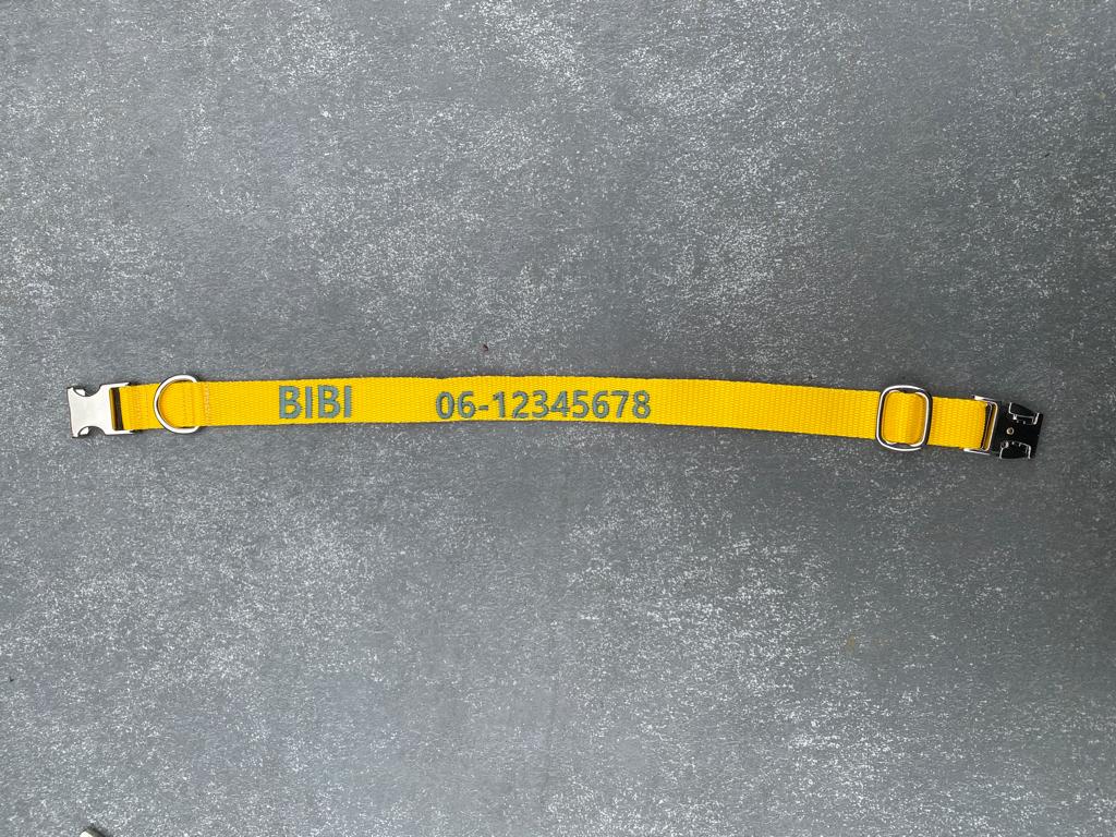 Halsband met naam geel