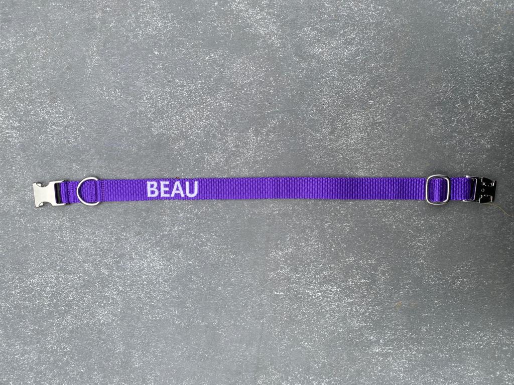 Halsband met naam paars