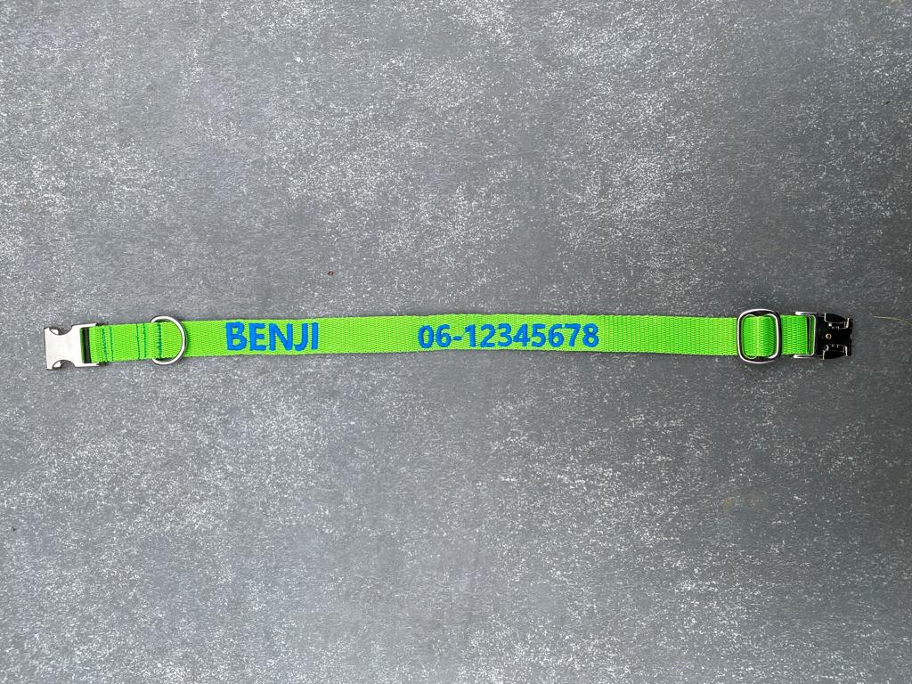 Halsband met naam groen